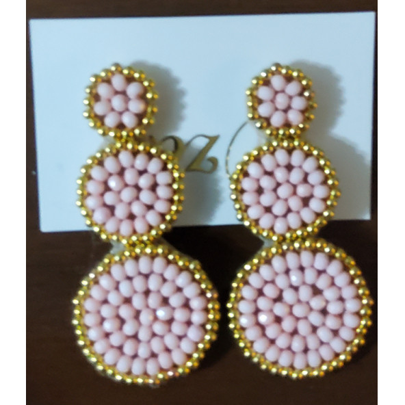 Pembe 3'lü Daire Küpe - 2