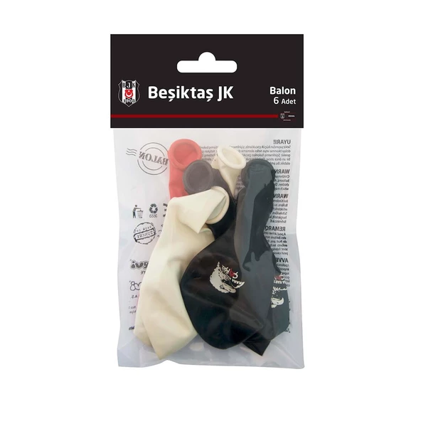 Helyuma Uyumlu Lisanslı Beşiktaş Baskılı Balon Beşiktaş Temalı Doğum Günü Balonu 12 inch 6 Adet ürün görseli