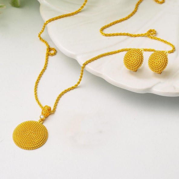 Tılsım Beypazarı Kolye & Küpeli Altın Set - Resim 3