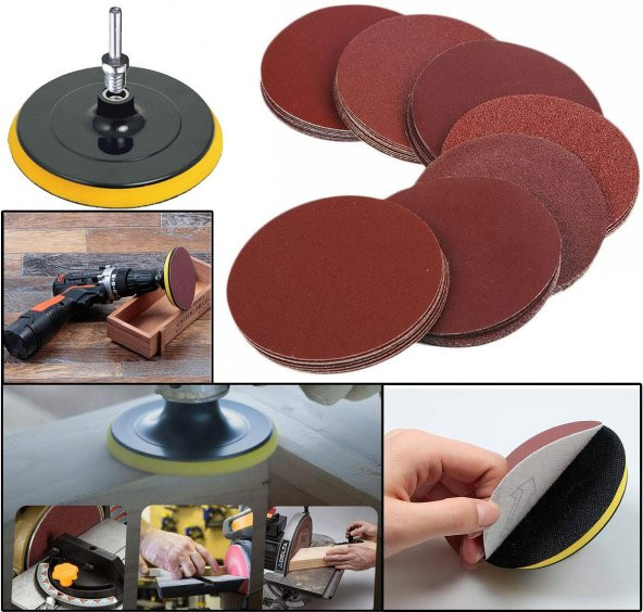 42 PARÇA 115 Mm Cırt Zımpara Seti + Matkap Aparatı - 2