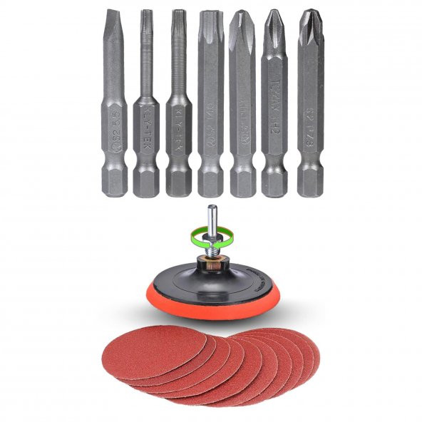 Cırt Zımpara + Matkap Bits Ucu Uç Vidalama Seti 115 mm 27 PARÇA - 2