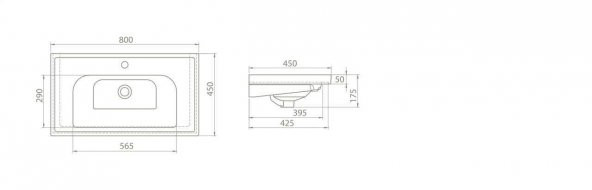 Turkuaz Cerastyle Frame Etajer Uyumlu Damlalıklı Lavabo  80x45 cm - 3