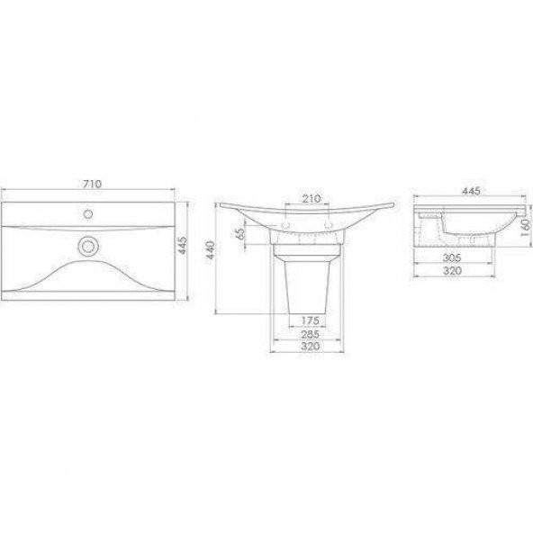 Turkuaz Cerastyle Bella Tezgah Üstü Lavabo 70x45 cm - 3