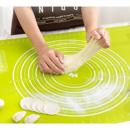 Büyük Boy Silikon Hamur Açma Matı 50x40 Cm Hamur Ölçekli Yeşil - 3