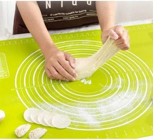 Büyük Boy Silikon Hamur Açma Matı 50x40 Cm Hamur Ölçekli Yeşil - 2