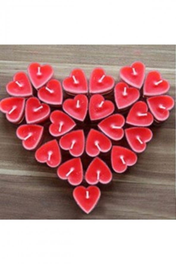 50 Adet Kırmızı Kalpli Tealight Mum 50’li Romantik Süsleme Sevgiliye Sürpriz