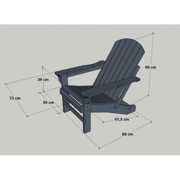 MANDU Adirondack (Ahşap Bahçe Sandalyesi) Gri - 9