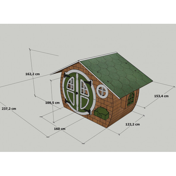 MANDU Ahşap Çocuk Oyun Evi (Playhouse) Hobbit - 8