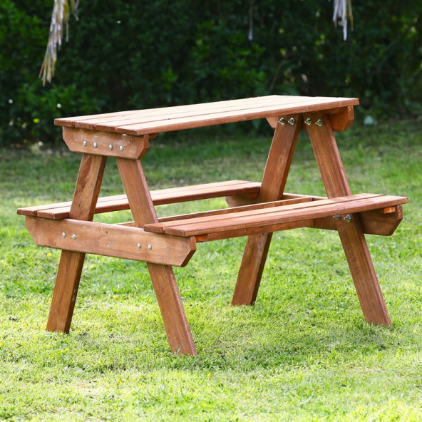 MANDU Ahşap Çocuk Piknik Masası (FINDIK RENGİ)