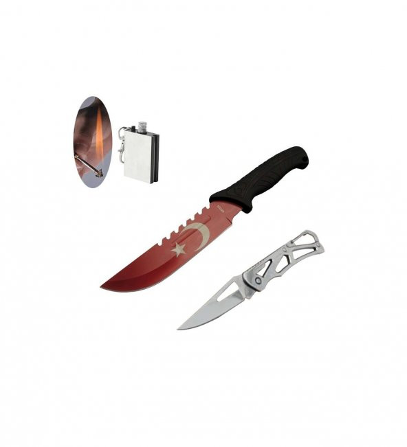 Supertrend MF033RD 31 CM Ayyıldız Kırmızı Kamp Bıçak Seti 456