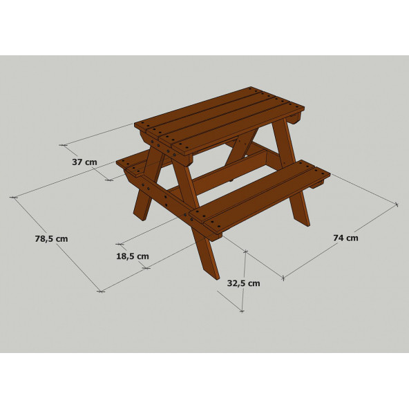 MANDU Ahşap Çocuk Piknik Masası (BEYAZ) - 4