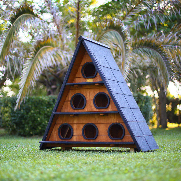 Mandu Ahşap Üçgen Kedi Evi (Büyük Boy) - 3