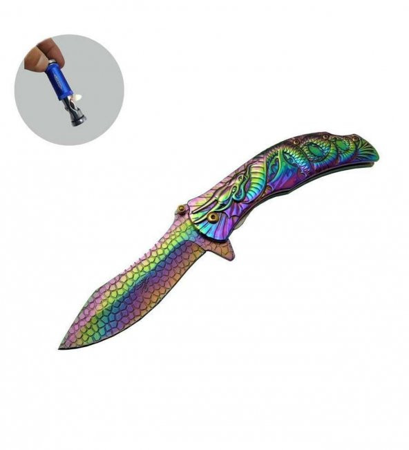 Supertrend 5880RB-21 CM Gökkuşağı Ejder Desenli Bıçak Lüx Set