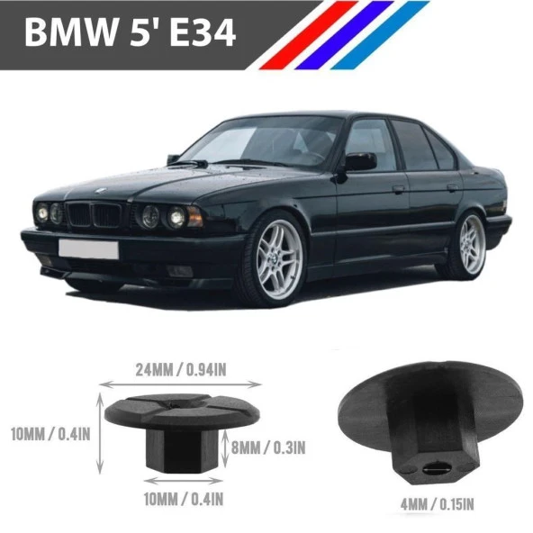 Bmw 5 E34  Tampon Davlumbaz Klipsi 100 Adetli Paket 51711958025