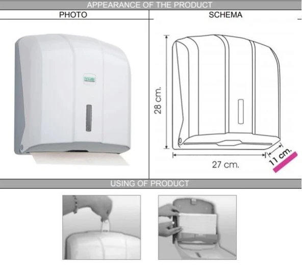 Omnipazar Vialli KH300 Z Katlı Kağıt Havlu Dispenseri 300'lü Beyaz - 2