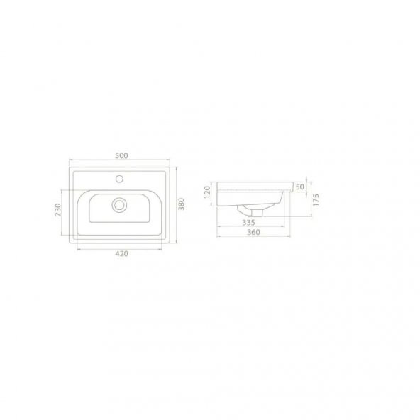 Turkuaz Cerastyle Frame Etajer Uyumlu Damlalıklı Lavabo 50x38 cm - 3