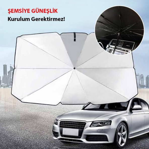 Araç Oto Güneşlik Katlanabilir Şemsiye Ön Cam Güneşlik 145cm-79cm - 2