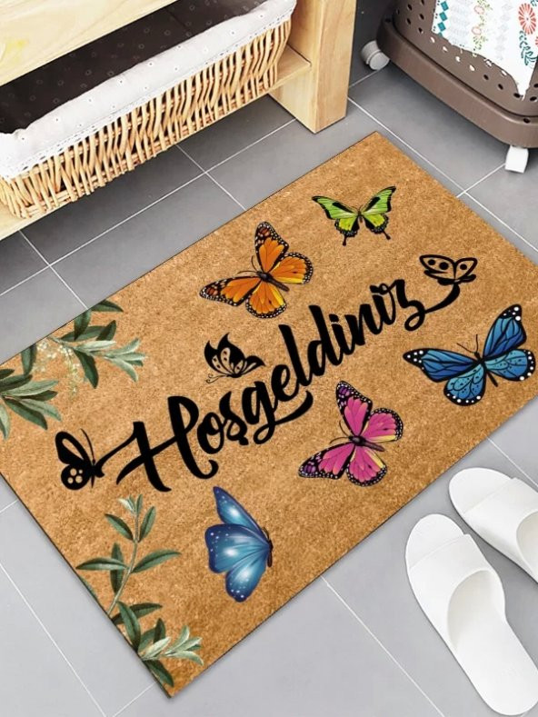 Esnature Hoşgeldiniz Kelebek Dekoratif İç ve Dış Kapı Paspası 45x70 Cm - 2