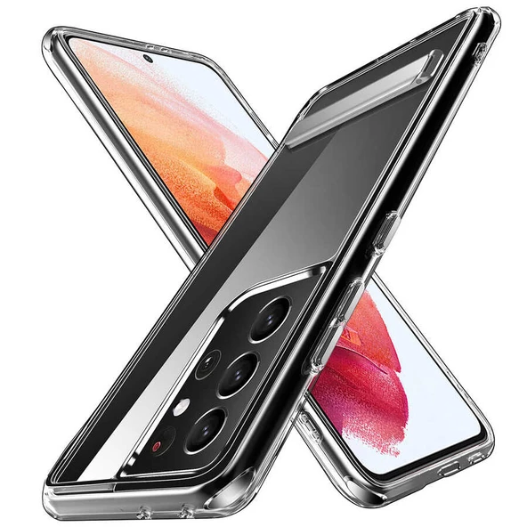 Galaxy S21 Ultra Kılıf Standlı Şeffaf Silikon Zore L-Stand Kılıf - Resim 3