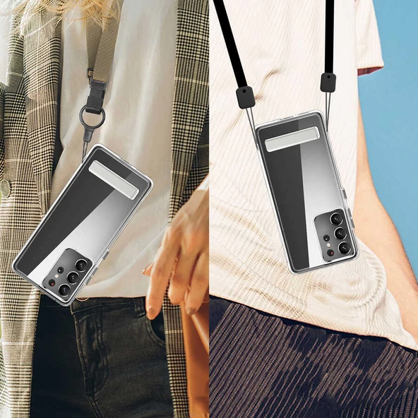 Galaxy S21 Ultra Kılıf Standlı Şeffaf Silikon Zore L-Stand Kılıf - Resim 12