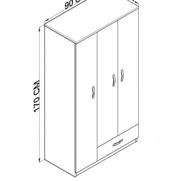 Life 3 Kapı Tek Çekmeceli Gardrop - Resim 4