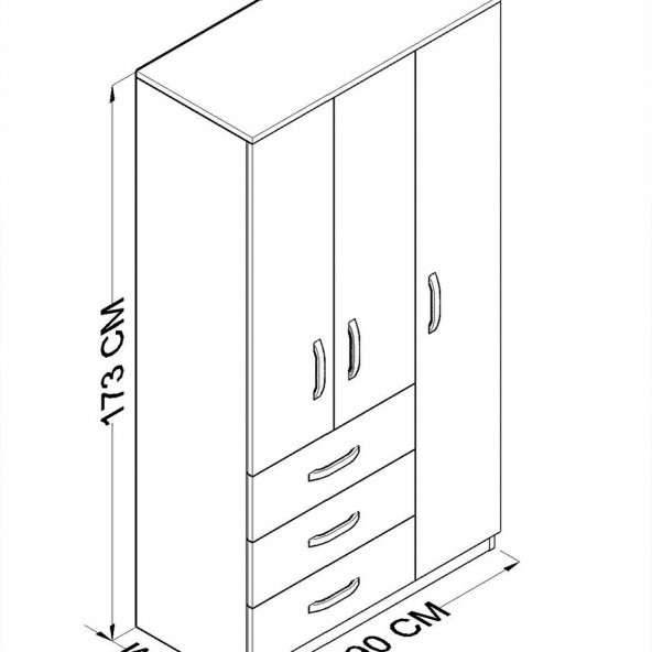 Ünüvar Konsept Emre Lüx 3 Kapı 3 Çekmeceli Gardrop - Resim 4