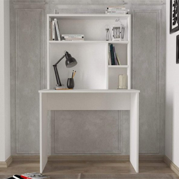 Alis Raflı Arka Panelli Çalışma Masası Beyaz - 3