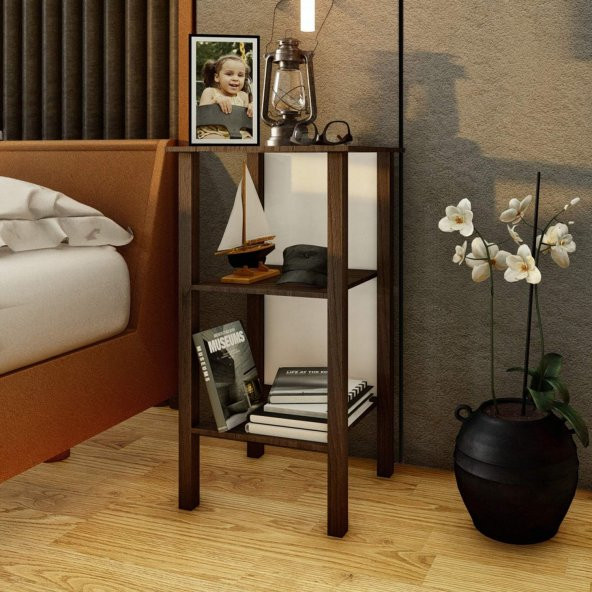 Ömer Dublin 2 Raflı Komodin - Ceviz