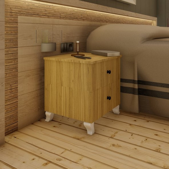 Ünüvar Konsept Emre İki Çekmeceli Lüx Komodin Meşe - Resim 4