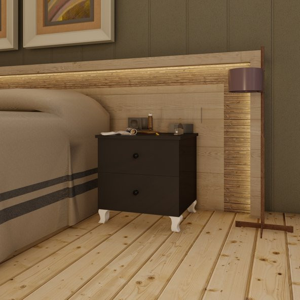 Ünüvar Konsept Emre İki Çekmeceli Lüx Komodin Siyah - Resim 3