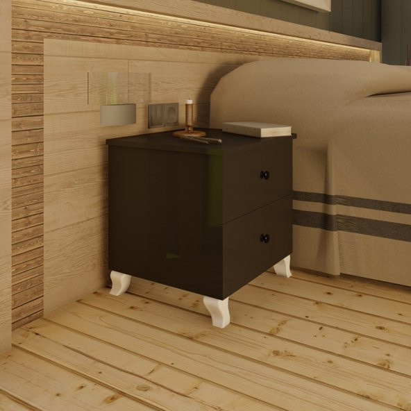 Ünüvar Konsept Emre İki Çekmeceli Lüx Komodin Siyah - Resim 4