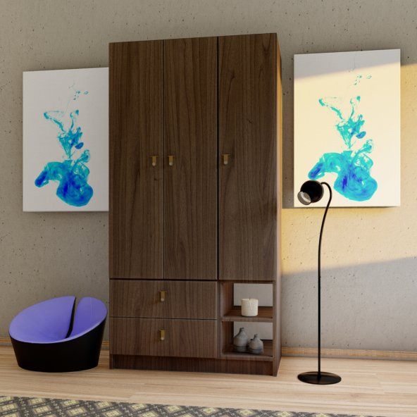 Emre 3 Kapaklı 2 Çekmeceli Lüx Gar- Ceviz - Resim 4