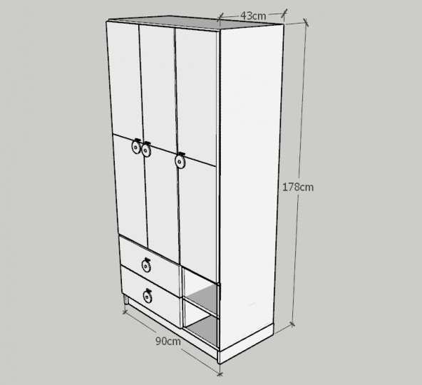 Emre 3 Kapaklı 2 Çekmeceli Lüx Gar- Ceviz - Resim 5