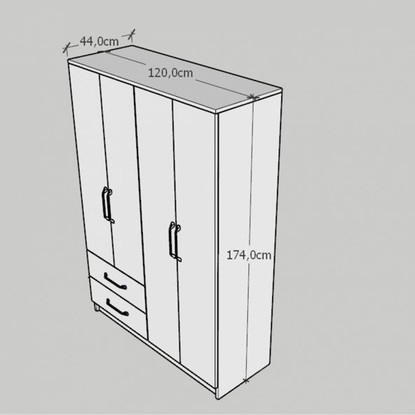 Classic Dört Kapaklı İki Çekmeceli Gar- (Antrasit-Beyaz) k1 ürün görseli