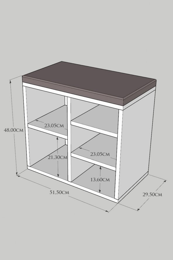 Ayakkabılık Beş Raflı Puflu - Ceviz - 5