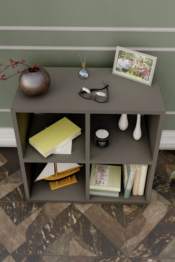 Ünüvar Konsept Cube Dösrt Raflı Kitaplık Antrasit - Resim 2