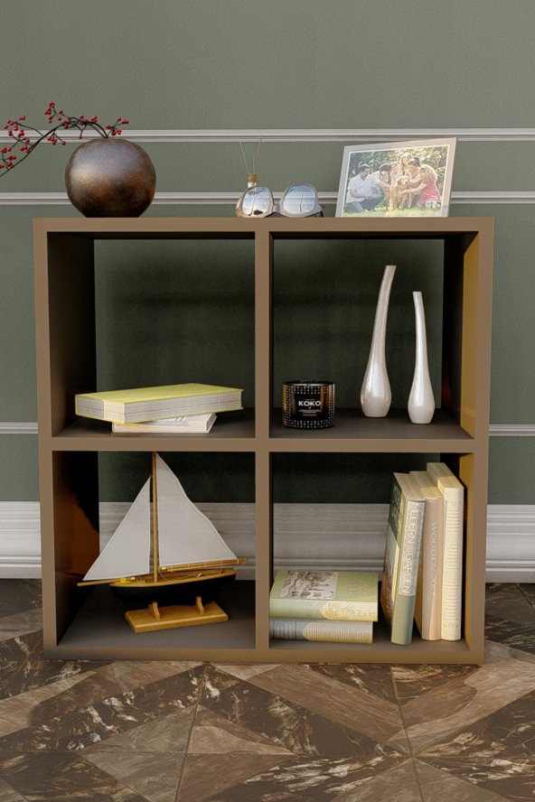 Ünüvar Konsept Cube Dösrt Raflı Kitaplık Antrasit - Resim 4