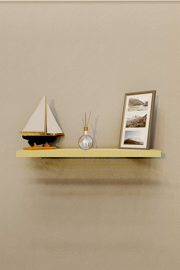 Gizli Bağlantılı 20 cm *70 cm Duvar Rafı - Krem - 2