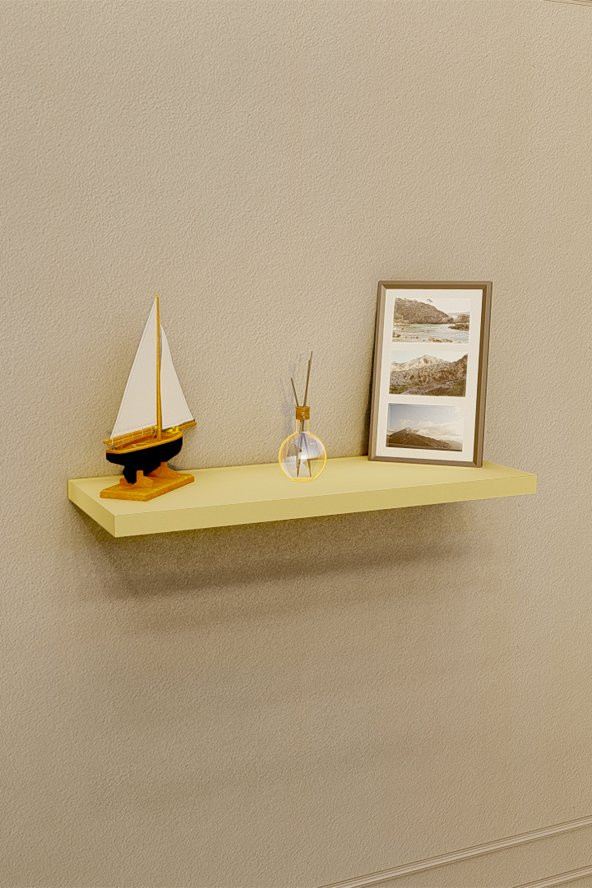 Gizli Bağlantılı 20 cm *70 cm Duvar Rafı - Krem - 4