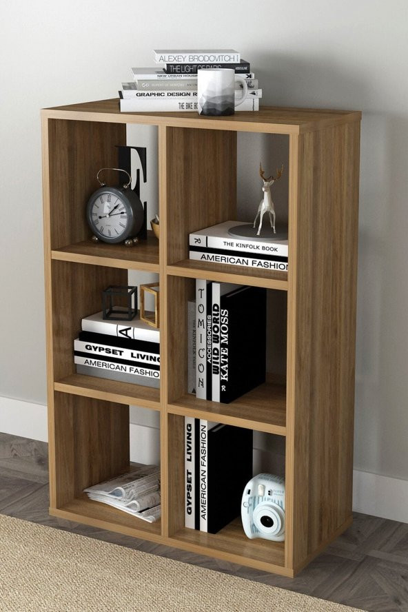 Cube  6 Raflı Kitaplık Large Yerli Ceviz - 2