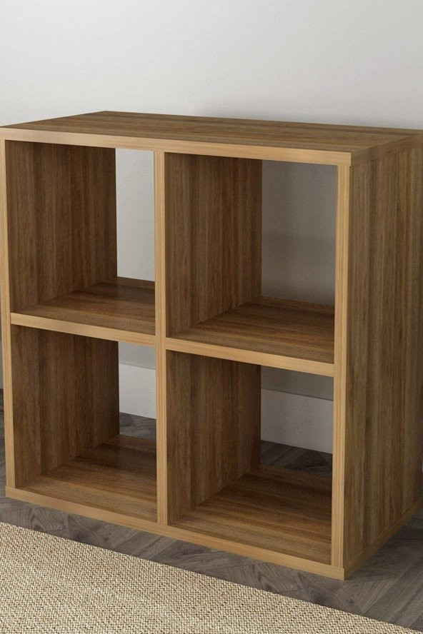 Cube  4 Raflı Kitaplık Medıum Yerli Ceviz - 4
