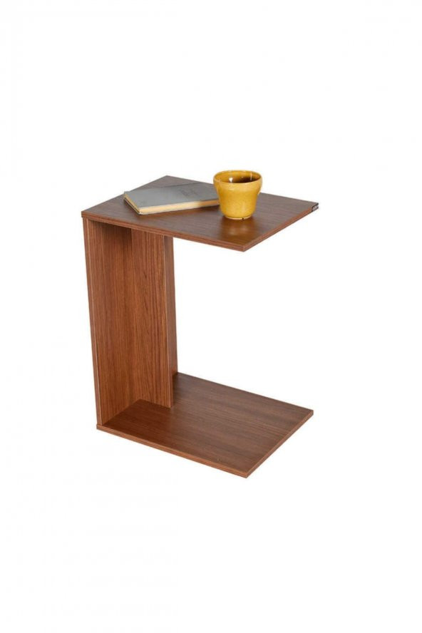 Çok Amaçlı Tekerlekli C Koltuk Sehpası - Ispanyol Ceviz - 3