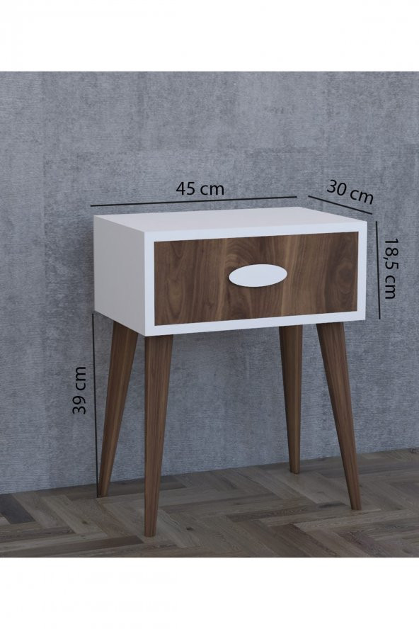Komodin Çekmeceli - Beyaz Ceviz - 3
