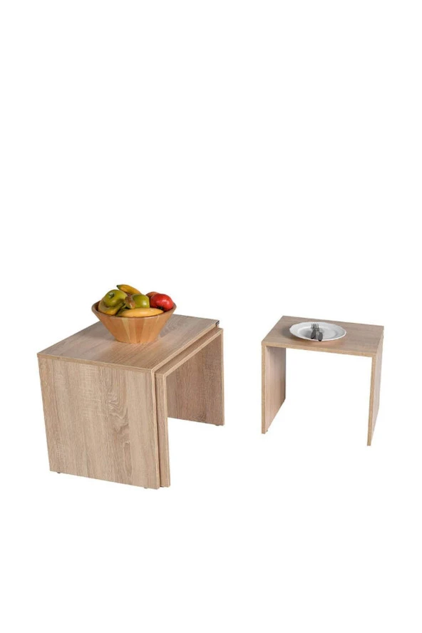 Triple Zigon Sehpa / SHP-103-SS-1 / Sonoma - Resim 5