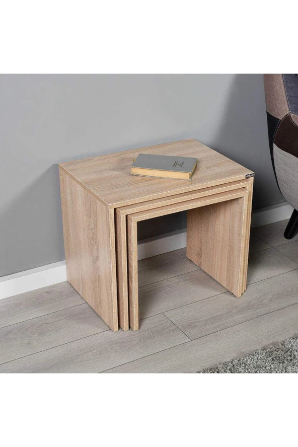 Triple Zigon Sehpa / SHP-103-SS-1 / Sonoma - Resim 6