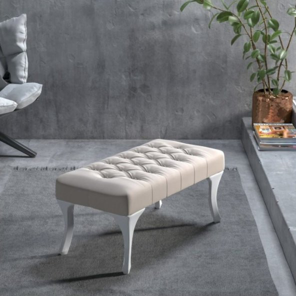 Ünüvar Konsept Puf & Benç 45X90-Pls Ayak Silenebilir Kumaş Krem K1