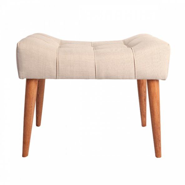 Ünüvar Konsept Puf & Benç 45x60-Ahşap Ayak Silenebilir Kumaş Krem K1