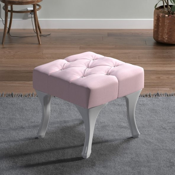 Ünüvar Konsept Puf & Benç 45*45-Pls Ayak Silenebilir Kumaş Pembe