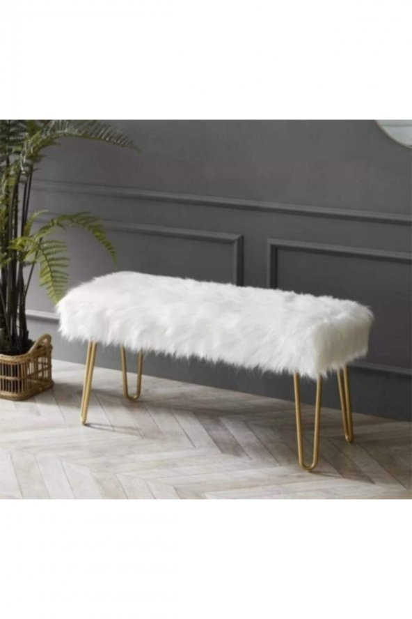 Zeta Home Puf & Benç 45100-Gold Ayak Dökülmez Peluş Gold