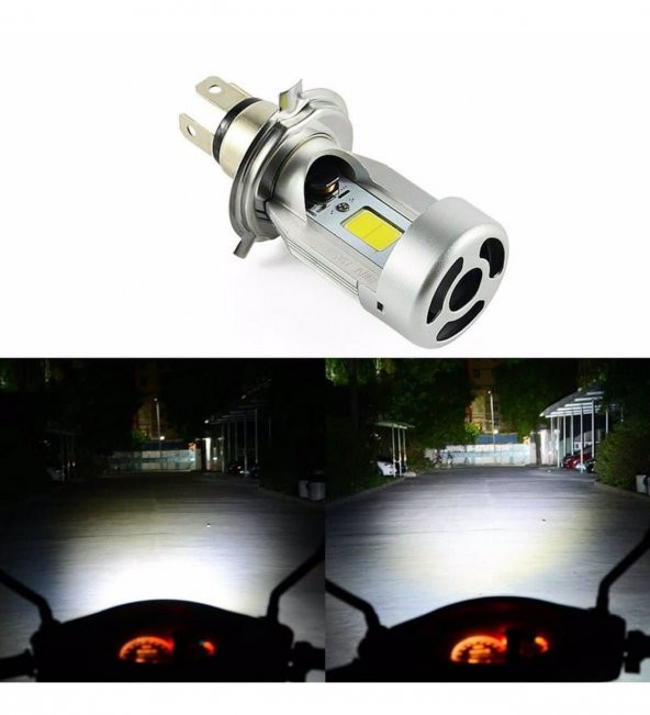 MOTORSİKLET 12V 35/35W LED ZENON AMPUL H-4 BEYAZ IŞIK HSB-1012 - 3